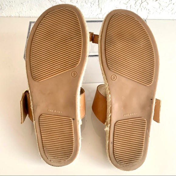 SOPHIA MILANO Leather Strap Slide Rope Platform Slide Italian Sandals Tan Size 9 - Picture 7 of 13